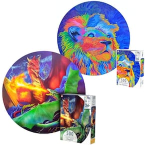 Kit 2 Quebra Cabeça Grande Redondo 500 Peças Decorativo