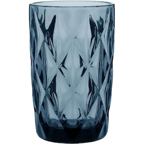 Copo Long Drink 13X8X8Cm 370Ml Vidro Azul 6Pç