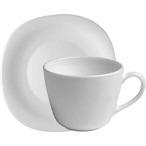 Bormioli Rocco Parma Xícara Chá 7X9X9Cm 220Ml Vidro Temperado Branco 6Pç Com Pires