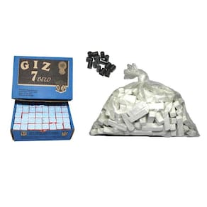 Kit 1 Kg Giz Branco + 144 Azul + 20 Ponta Taco Sinuca Bilhar