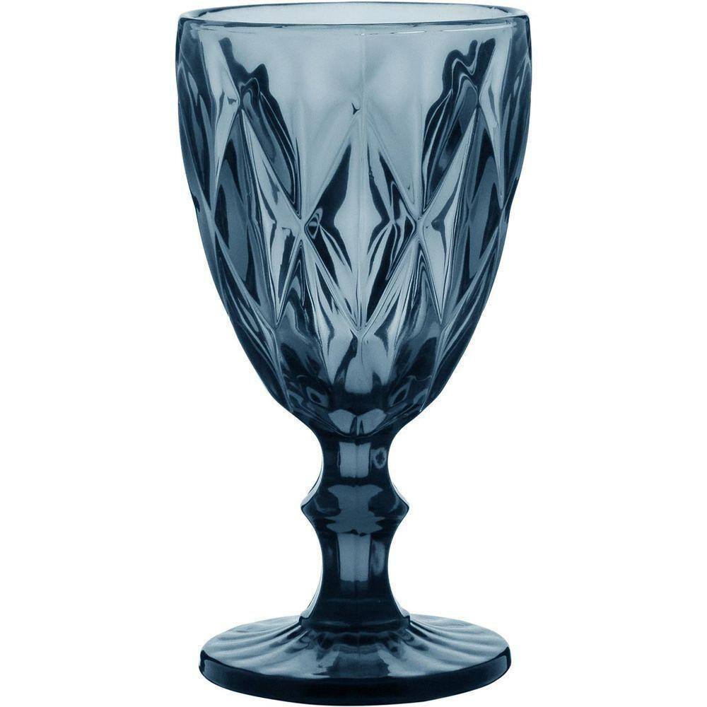 Taça Água 17X9X9Cm 320Ml Vidro Azul 6Pç