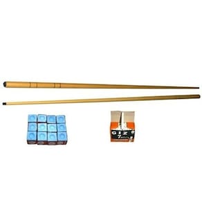 Kit 2 Taco Pequeno 1 M + 1 Dz Giz Azul E 1 Cx Branco Sinuca