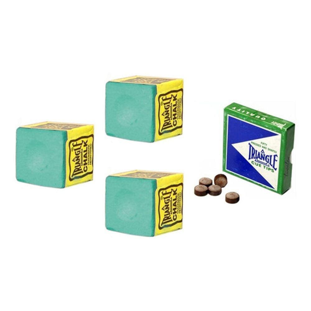 3 Giz Verde Triângle + 5 Sola Triângle Taco Sinuca Bilhar