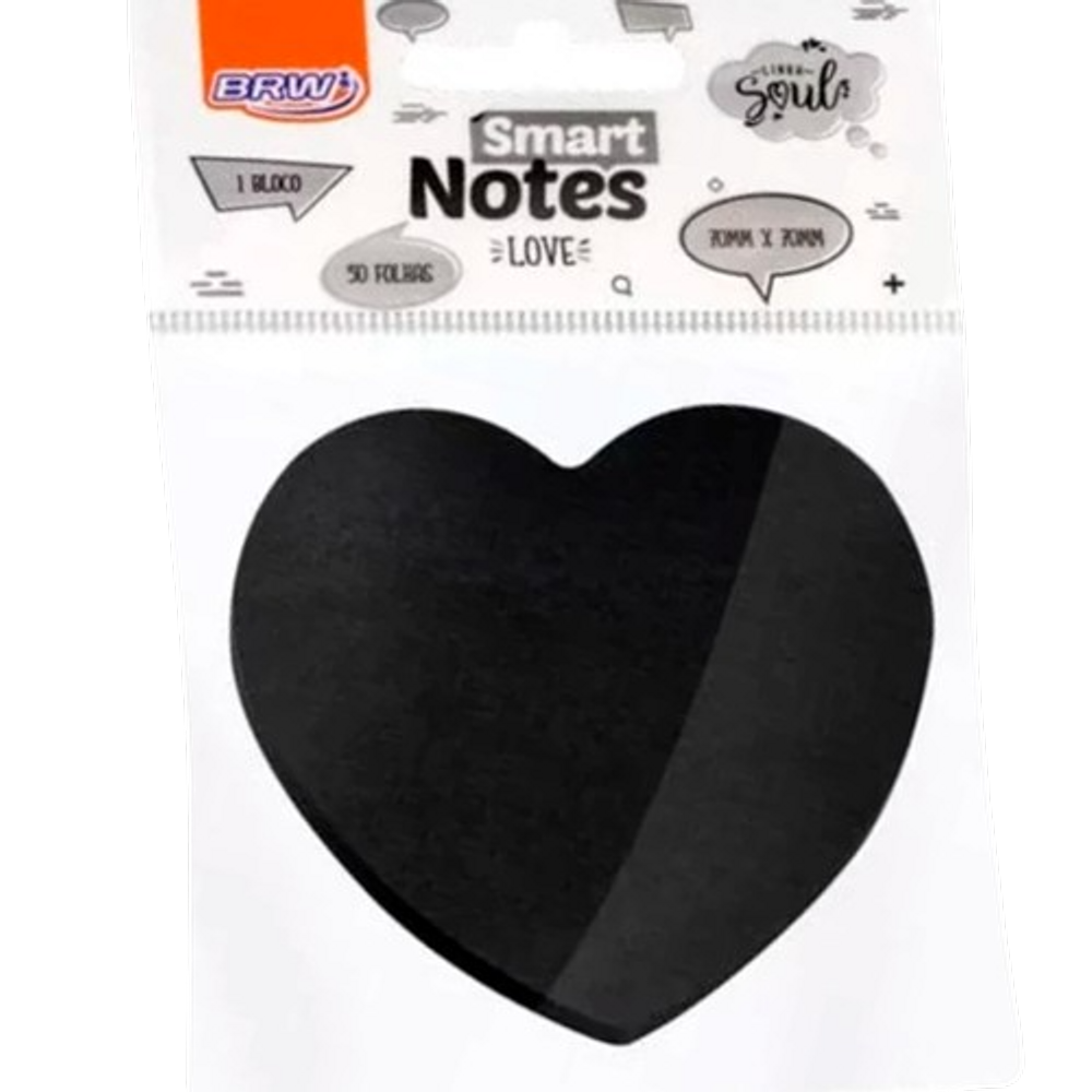 Bloco notas Adesivas Smart notes Love BRW Coração Preto