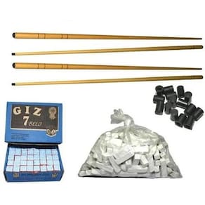 Kit 4 Taco 1,45+ 144 Giz Azul+ Kg Branco+ 20 Ponteira Sinuca