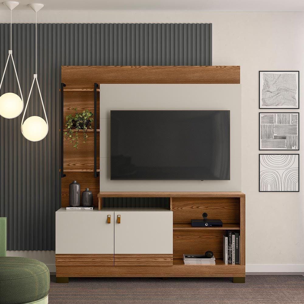 Estante Home 160Cm Jatiuca Para Tv Até 50 Freijó/Off White