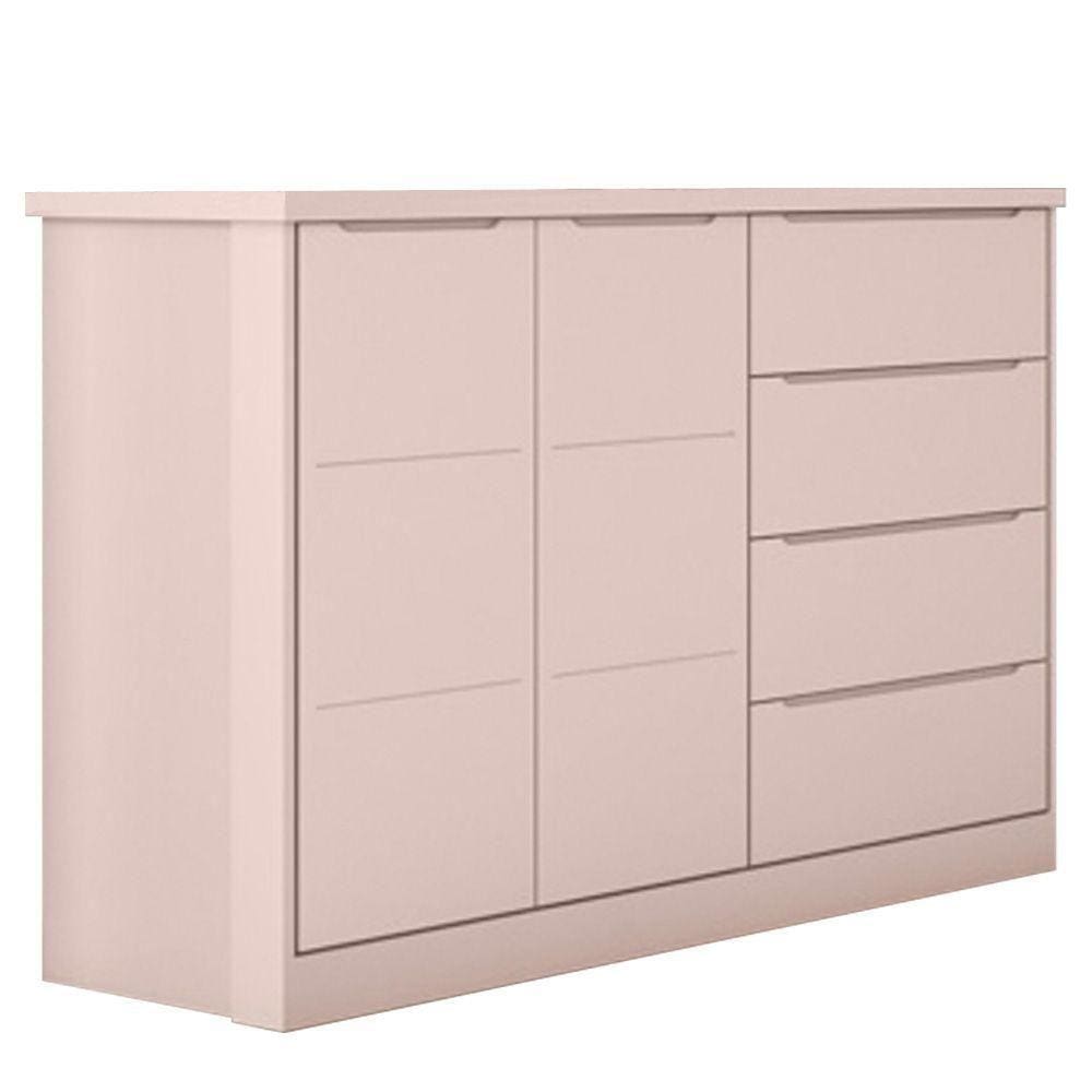 Cômoda Infantil 2 Portas 4 Gavetas Lua P04 Rose - Mpozenato