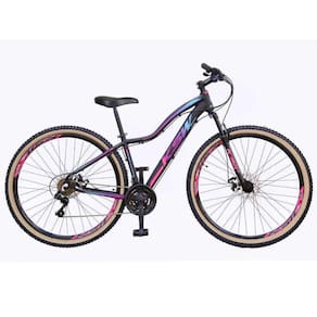Bicicleta Feminina Aro 29 Ksw Mwza 24v Freio a Disco Garfo Com Suspensão Mtb 29 Alumínio Pneu com Faixa Bege - Preto/Pink/Azul