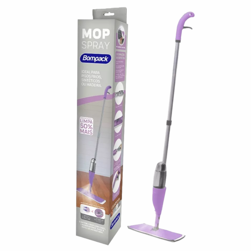 Mop Spray Microfibra Esfregão Com Reservatório Vassoura Mágica Bompack Rodo Limpeza
