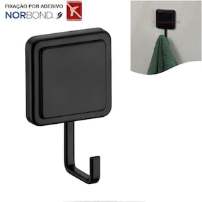 Cabide Gancho Multiuso Para Toalha Objetos Adesivo Dupla Face Banheiro Preto Fosco - 185PT Future