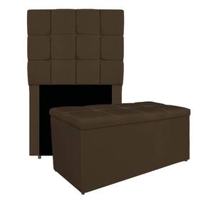 Kit Cabeceira E Calçadeira Manchester 90 Cm Solteiro Suede - Adj Decor Cor Marrom