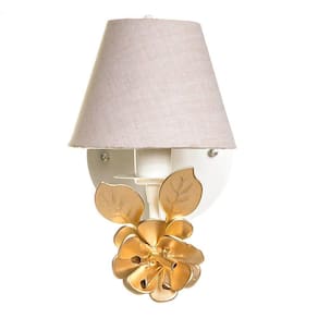 Arandela 1 Lâmpada Flor Grande Dourada Quarto Bebê Infantil