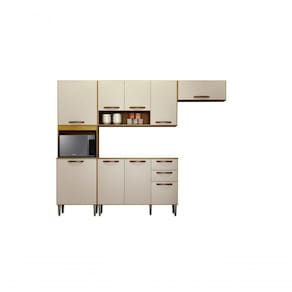 Cozinha Completa 4 Peças Maísa Chf Móveis Cinamomo/Off White