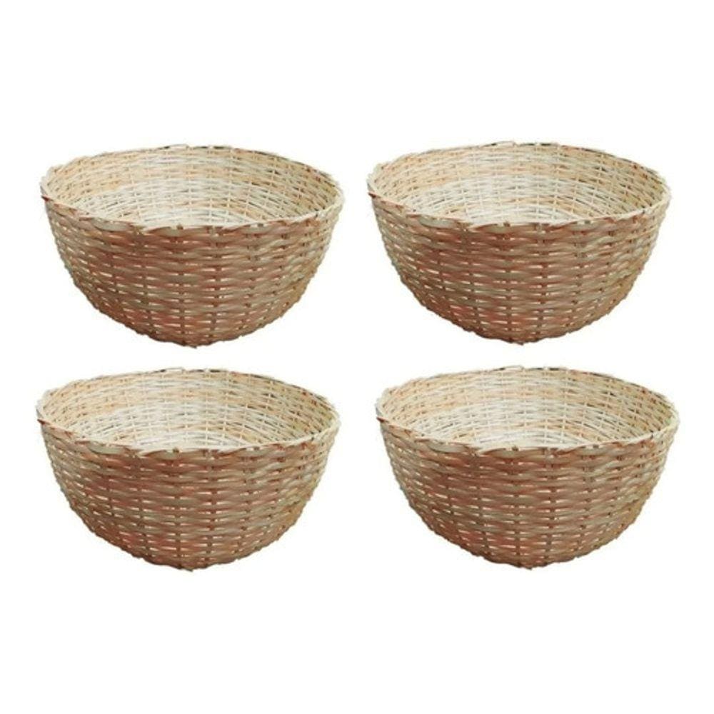 Kit 4 Balaio Bambu 30cm Cesto Palha Artesanal Decoração