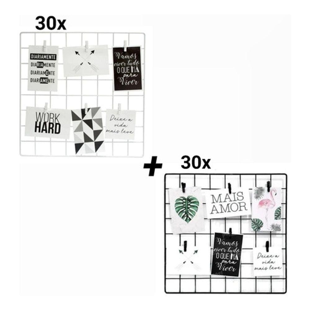 Kit 60 Memory Board Tela Aramado 40x40 Branco E Preto