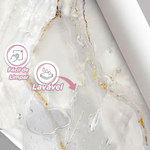Papel De Parede Painel 3D Mármore Branco Dourado Viníl 3M
