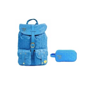Kit Escolar Capricho Love Azul Mochila De Costas + Estojo