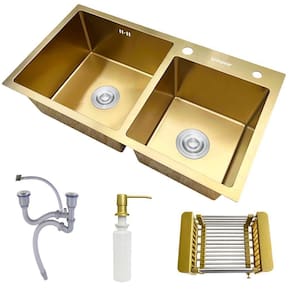 Cuba Pia Gourmet Dupla Dourada Cozinha Inox 78X43 Brinovar