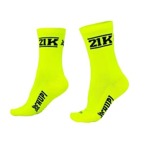 Meia Corrida HUPI 21K Neo Amarelo Neon