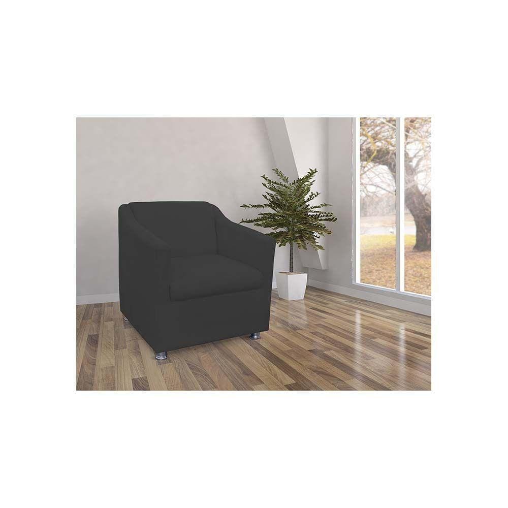 Poltrona Decorativa Tilla Pés Cromado Suede Cor:preto