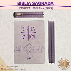 Bíblia Sagrada Católica Pastoral Roxa (bolso) Pequena Zíper Paulus.