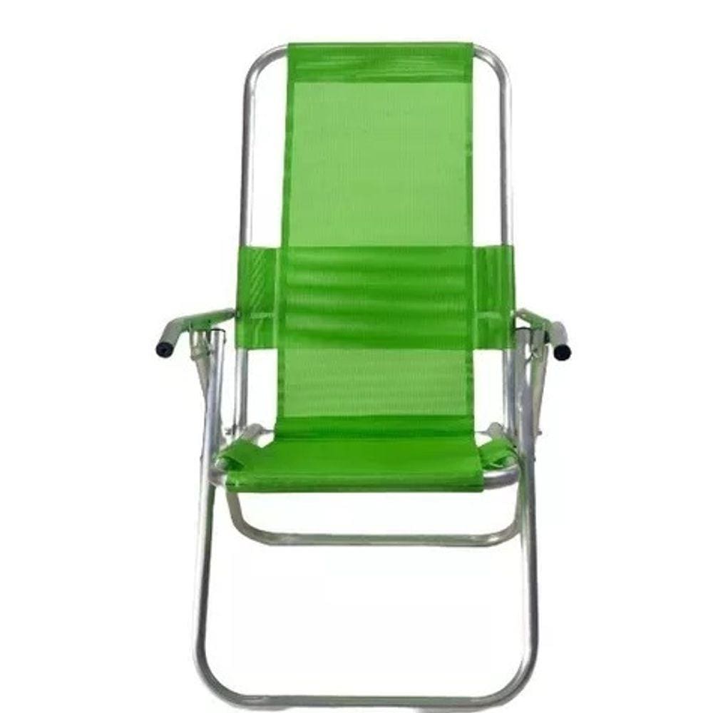 Cadeira De Praia Alumínio Reclinável Reforçada 150kg- VERDE PISTACHE