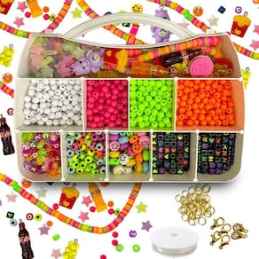 Kit Miçanga Infantil Bolinhas Coloridas Neon Cores Vibrantes Brilham no Escuro Entremeio Passante Para Pulseira Colar Brincos Aprox. 1700pçs
