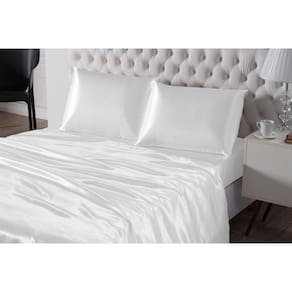 Jogo De Cama Charmousse Cetim King Branco 4 Peças Seda