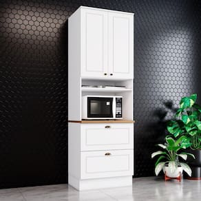 Torre Quente para Forno 2 Gavetas com Tampo Internacional Branco/Marrom