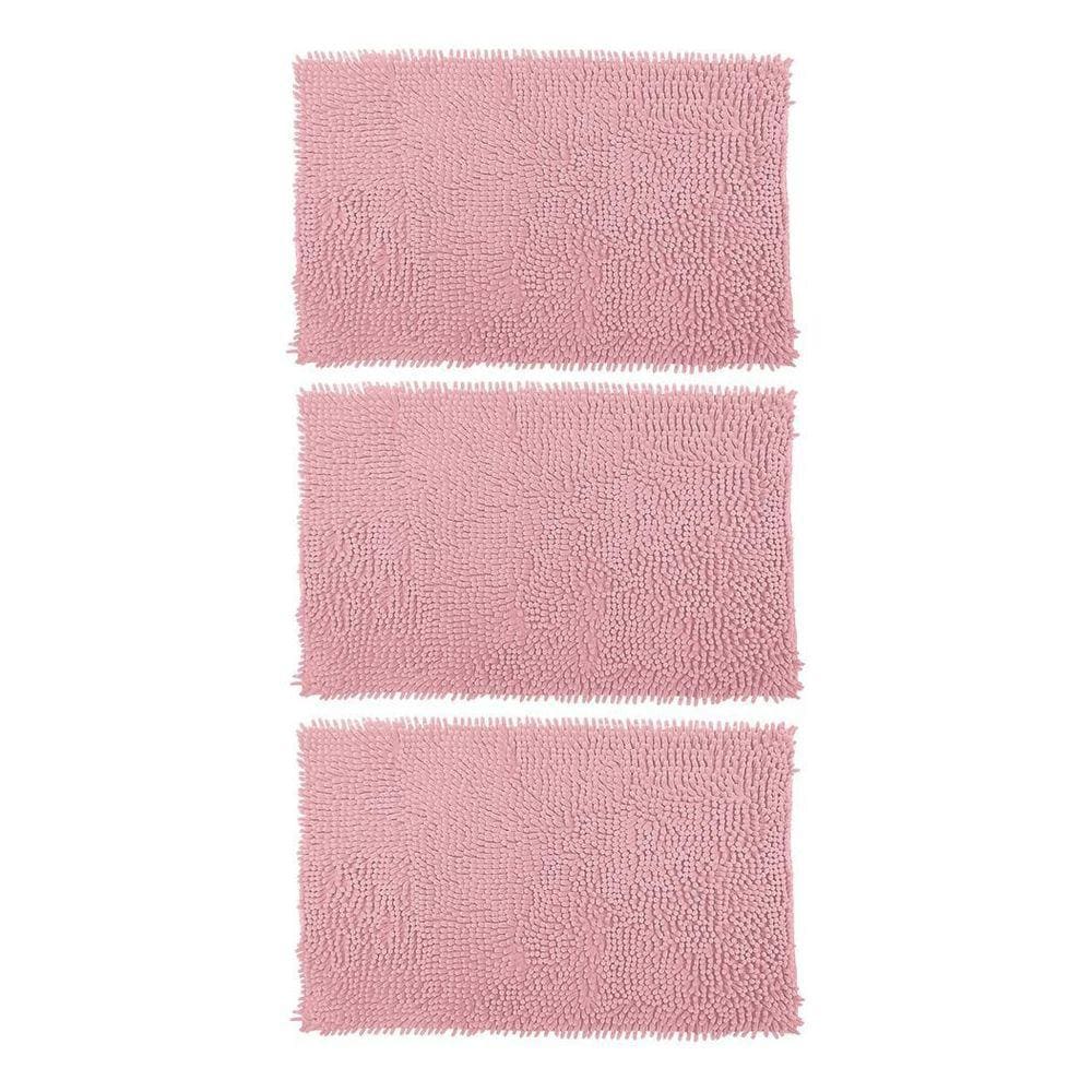 Kit 03 Tapetes De Banheiro Microfibra Bolinha 58X38Cm Rosa