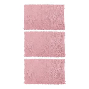 Kit 03 Tapetes De Banheiro Microfibra Bolinha 58X38Cm Rosa