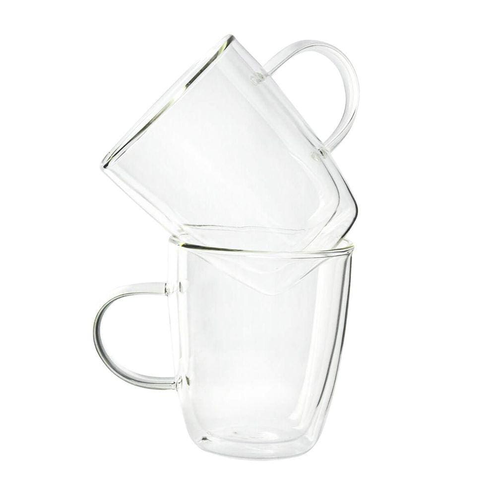 Caneca Xícara Parede Dupla De Vidro Café 315Ml 2 Peças