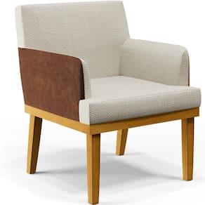 Poltrona Decorativa Base Mel Beatriz W01 Linho Champagne Couríssimo Marrom - Lyam Decor