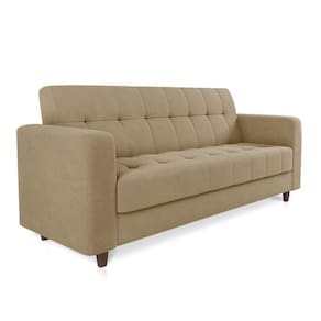 Sofá 03 Lugares Arezzo Suede Pés Chanfrado Tabaco - D`rossi Cor Marrom Rato