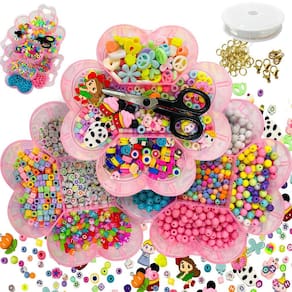 Maleta Miçangas Pingentes Letras Bolinhas Coloridas Contas Passante Para Pulseira Colar Bijuteria Infantil 2100pçs