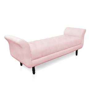 Recamier Olinda Suede 160 Cm Pés Torneados Castanhos - D`rossi Cor Rosa Bebê