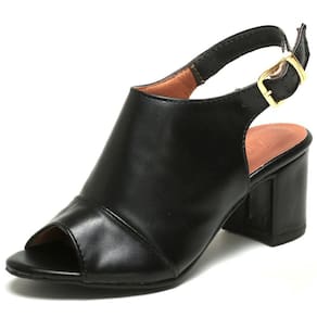 Sandalia Ankle Boot Em Veludo Salto Grosso Fivela Preta