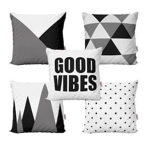 Kit 5 Almofadas Decorativas Preto E Branco Good Vibes 40X40