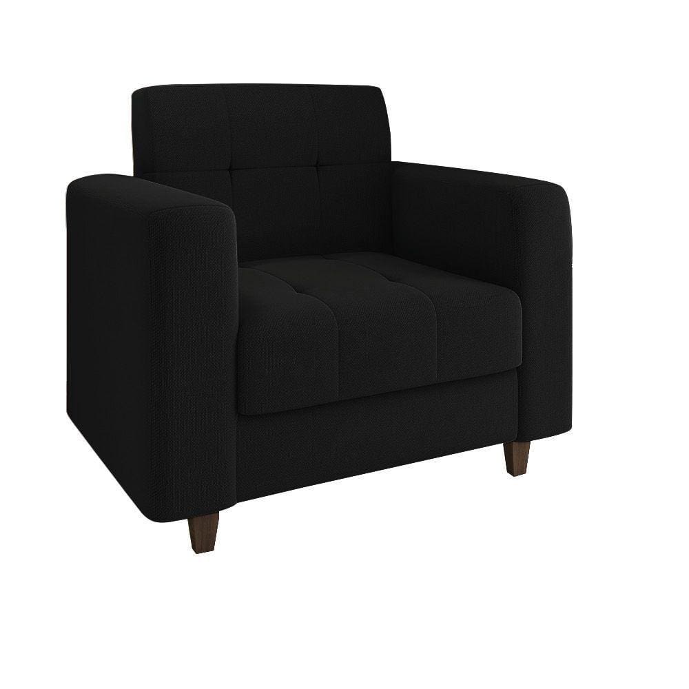 Poltrona Arezzo Linho Pés Chanfrado Tabaco - D`rossi Cor A79 Preto