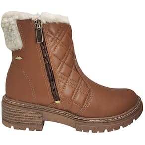 Bota Coturno Feminino Cano Curto Salto Bloco Baixo Forro em Pelo Dakota G8062