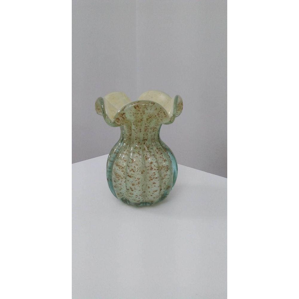 Vaso de Murano Off White com Pó de Ouro - M
