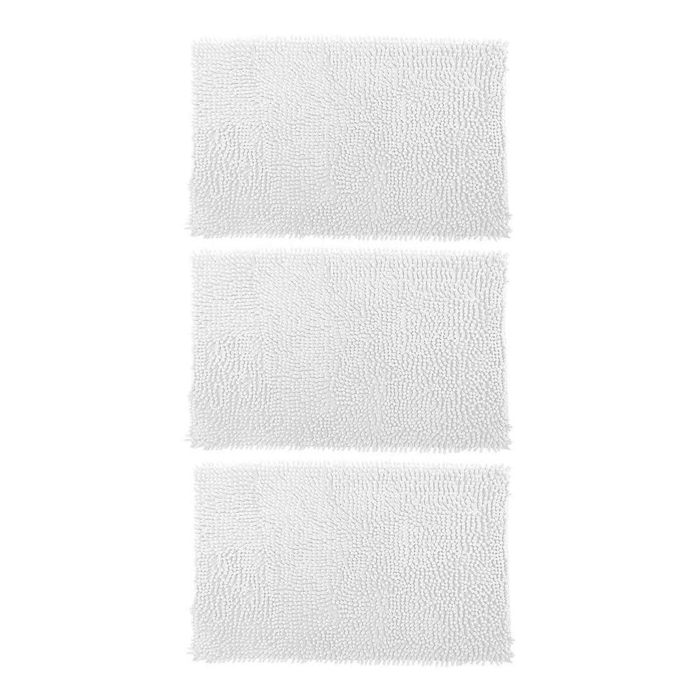 Kit 03 Tapetes De Banheiro Microfibra Bolinha 58X38Cm Branco
