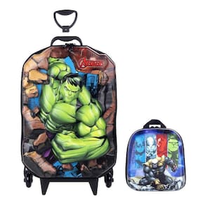 Kit Mochila E Lancheira 3D Hulk Infantil Rígida Meninos