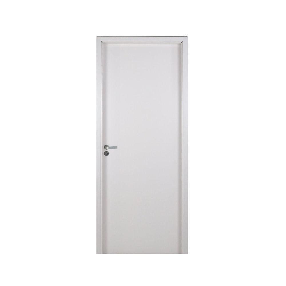 Kit Porta de Madeira Lisa 215x84cm com Batente de MDF Ultra 10cm Melamínico MGM Branco