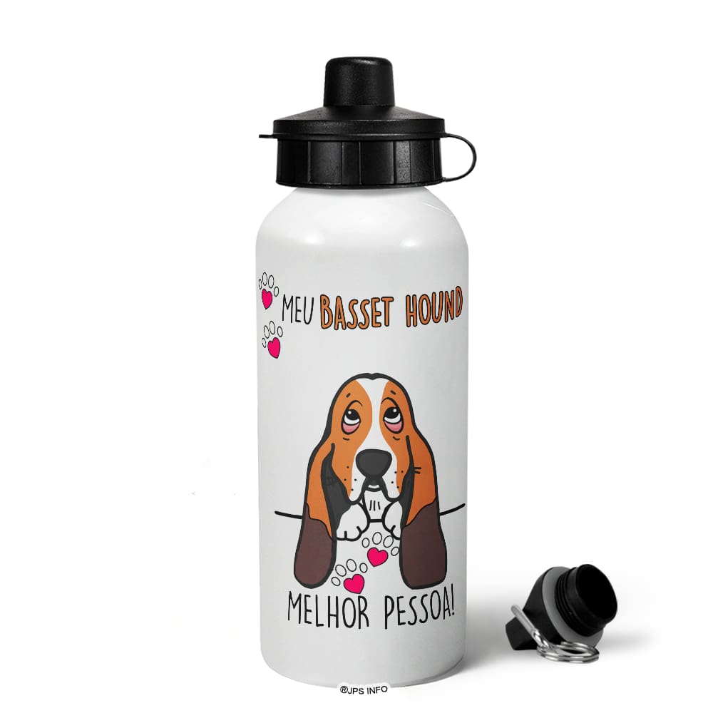 Garrafa Squeeze MQ Dog - Meu Basset Hound, melhor pessoa!