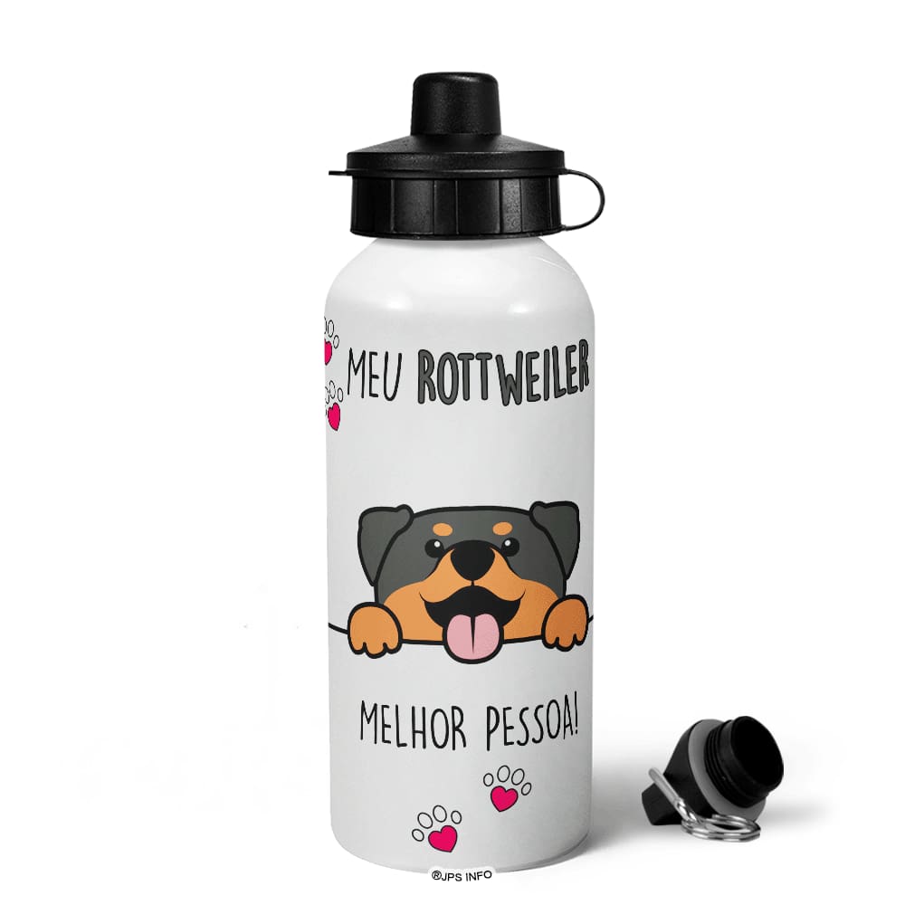 Garrafa Squeeze MQ - Meu Rottweiler, melhor pessoa!