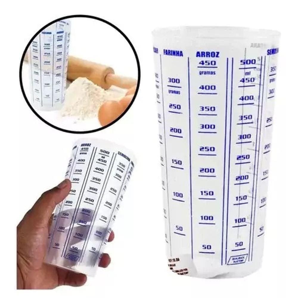 Copo Medidor 500ml Plastico Cristal - Plástico 500 ml - PANAMI