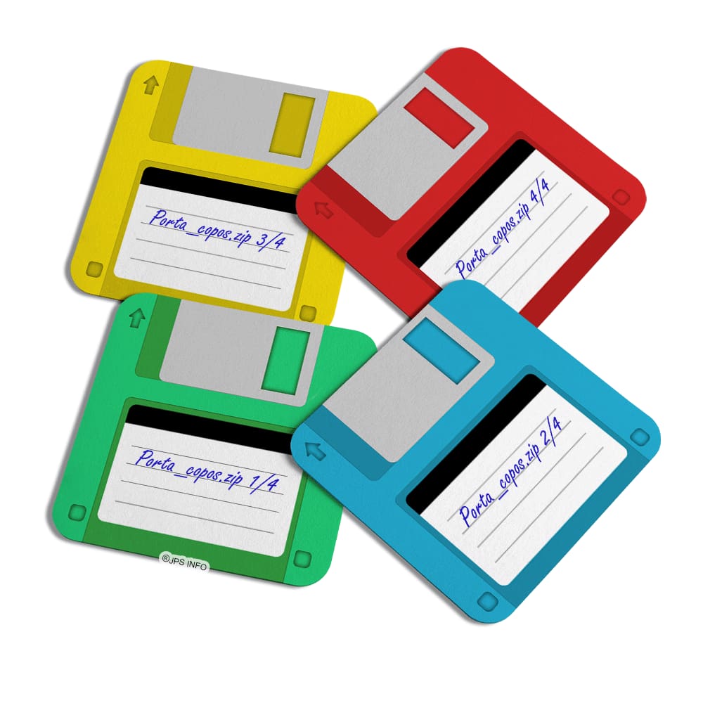 Porta copos Geek - Disquete Classic Colors com 4 peças