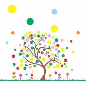 Adesivo De Parede Infantil Árvore Com Bolas Coloridas