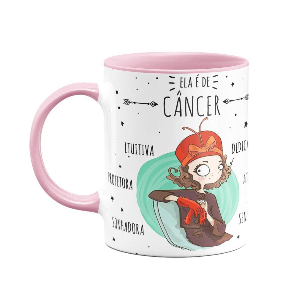 Caneca Signos B-pink - Ela é de Câncer